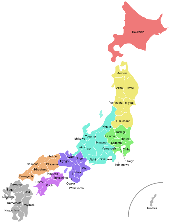 Japanese prefecture map