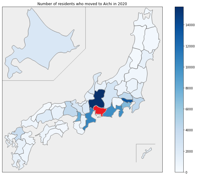 People mainly moved to Aichi from neighboring prefectures