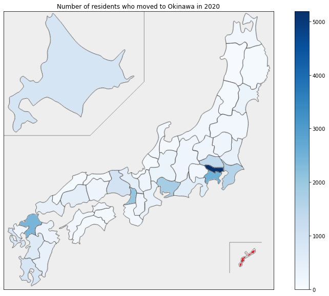 People mainly moved to Okinawa from Tokyo