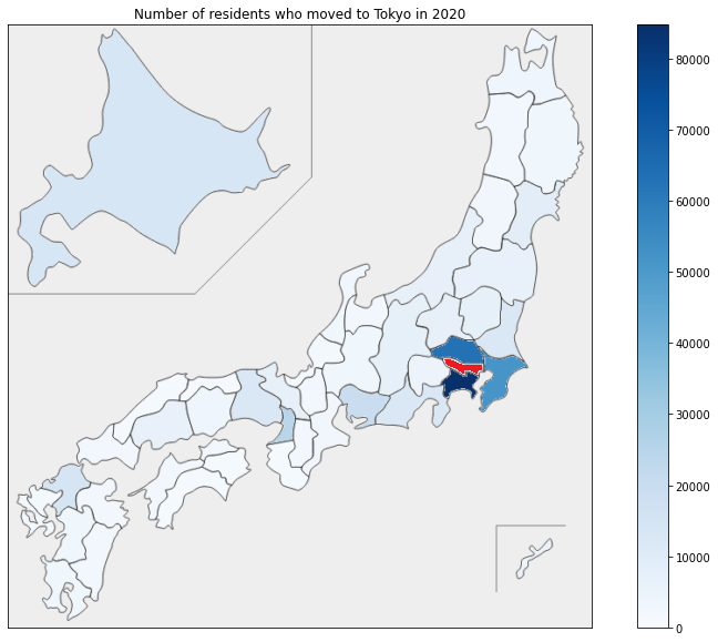 People mainly moved to Tokyo from neighboring prefectures