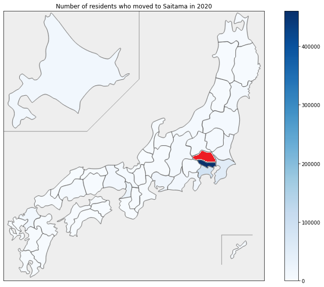 People mainly moved to Saitama from Tokyo